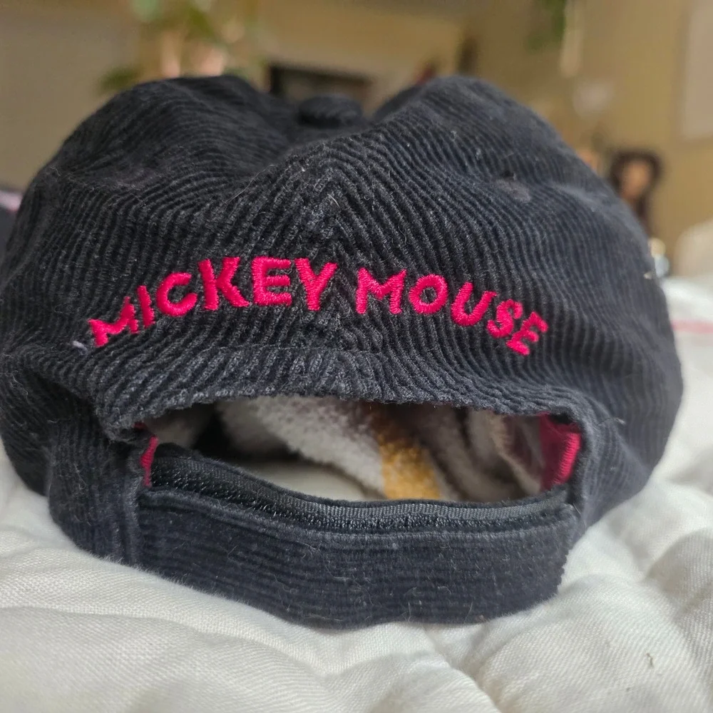 Disney Store Baseball Cap Unisex OS Black Patch Mickey Mouse Corduroy Hat